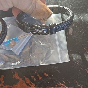 Black Braided Leather Men's Bracelet